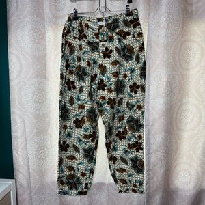 Garnet Hill High Waisted Boho Bohemian Pattern Pants 100% Organic Cotton